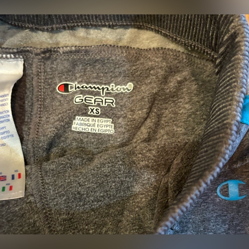 Champion Dark Gray Straight Leg Elastic Sweatpants w Blue Stripe Girls Size 7/8 - Picture 3 of 7